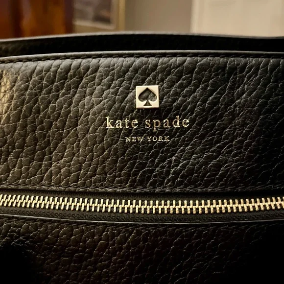 Kate Spade Hayes Street Black Pebbled Leather Tote with Tassel - Picture 3 of 8